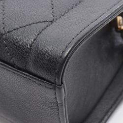 Pre Owned Chanel Matelasse Shoulder Crossbody Bag Leather Calfskin Black