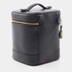 Pre Owned Chanel Coco Mark Vanity Handbag Leather Calfskin Black