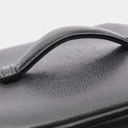 Pre Owned Chanel Coco Mark Vanity Handbag Leather Calfskin Black