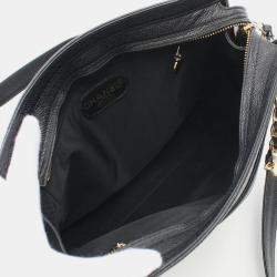 Pre Owned Chanel Triple Coco Tote Chain Shoulder Bag Leather Black