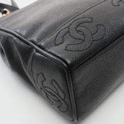 Pre Owned Chanel Triple Coco Tote Chain Shoulder Bag Leather Black