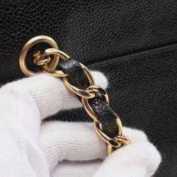 Pre Owned Chanel Triple Coco Tote Chain Shoulder Bag Leather Black