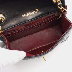 Pre Owned Chanel Matelasse Chain Crossbody Shoulder Bag Lambskin Black