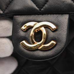 Pre Owned Chanel Matelasse Chain Crossbody Shoulder Bag Lambskin Black