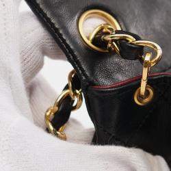 Pre Owned Chanel Matelasse Chain Crossbody Shoulder Bag Lambskin Black