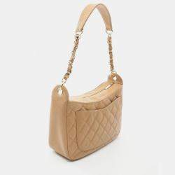 Pre Owned Chanel Matelasse Chain Shoulder Bag Leather Beige