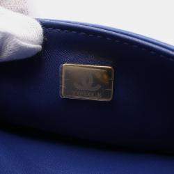 Pre Owned Chanel Matelasse 2Way Hand Shoulder Bag Leather Grained Calfskin Blue