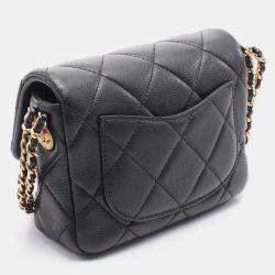 Pre Owned Chanel Matelasse Mini Flap Chain Shoulder Bag Leather Black