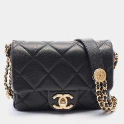 Pre Owned Chanel Matelasse Mini Flap Chain Shoulder Bag Leather Black