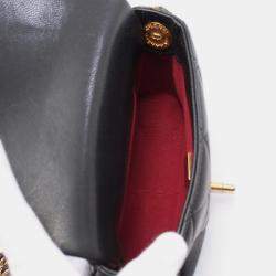 Pre Owned Chanel Matelasse Mini Flap Chain Shoulder Bag Leather Black