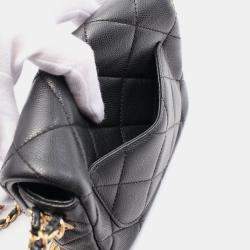 Pre Owned Chanel Matelasse Mini Flap Chain Shoulder Bag Leather Black