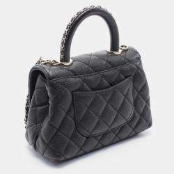 Pre Owned Chanel Coco Handle Xxs Matelasse 2Way Handbag Leather Black