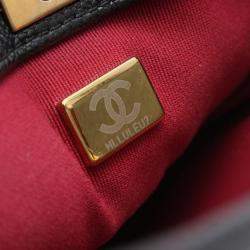 Pre Owned Chanel Small Shopping Matelasse Chain Shoulder Bag Calfskin Black