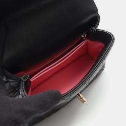 Pre Owned Chanel Coco Handle Xxs 2Way Shoulder Handbag Lamb Leather Black