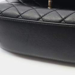 Pre Owned Chanel Coco Handle Xxs 2Way Shoulder Handbag Lamb Leather Black
