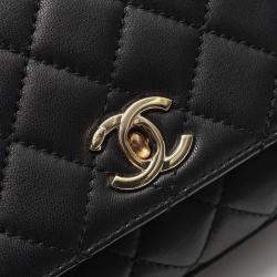 Pre Owned Chanel Coco Handle Xxs 2Way Shoulder Handbag Lamb Leather Black