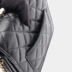 Pre Owned Chanel Matelasse Loop Handle Shoulder Crossbody Bag Calf Leather Black