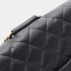 Pre Owned Chanel Matelasse Loop Handle Shoulder Crossbody Bag Calf Leather Black