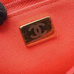 Pre Owned Chanel Matelasse Chain Crossbody Bag Grained Calf Red Orange