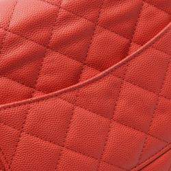 Pre Owned Chanel Matelasse Chain Crossbody Bag Grained Calf Red Orange