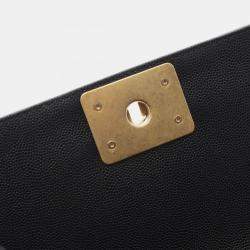Pre Owned Chanel Boy Chanel Small Chain Shoulder Bag Grained Calf Black