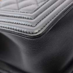 Pre Owned Chanel Boy Chanel Small Chain Shoulder Bag Grained Calf Black