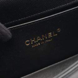 Pre Owned Chanel Boy Chanel Small Chain Shoulder Bag Grained Calf Black