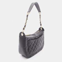 Pre Owned Chanel Matelasse Shoulder Bag Calf Leather Black