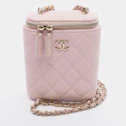 Pre Owned Chanel Matelasse Crossbody Chain Shoulder Bag Calfskin Pink
