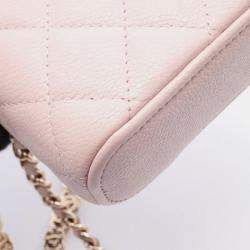 Pre Owned Chanel Matelasse Crossbody Chain Shoulder Bag Calfskin Pink