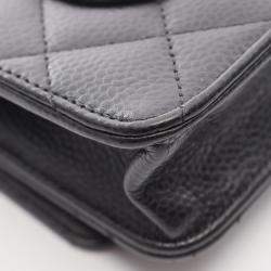 Pre Owned Chanel Matelasse Chain Shoulder Bag Grained Calfskin Black