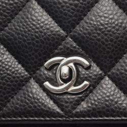 Pre Owned Chanel Matelasse Chain Shoulder Bag Grained Calfskin Black