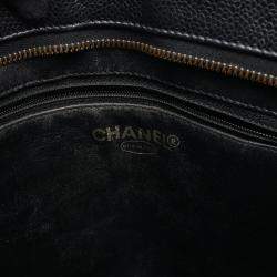 Pre Owned Chanel Medallion Tote Shoulder Bag Leather Calfskin Leather Black