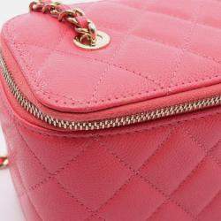Pre Owned Chanel Matelasse Vanity Chain Shoulder Bag Calfskin Pink