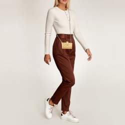 Pre Owned Chanel Metallic Gold Quilted Lizard iPhone Pouch with Chain