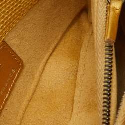 Pre Owned Chanel Metallic Gold Quilted Lizard iPhone Pouch with Chain