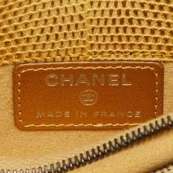 Pre Owned Chanel Metallic Gold Quilted Lizard iPhone Pouch with Chain