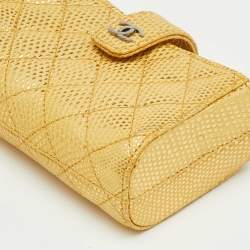 Pre Owned Chanel Metallic Gold Quilted Lizard iPhone Pouch with Chain