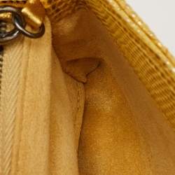 Pre Owned Chanel Metallic Gold Quilted Lizard iPhone Pouch with Chain