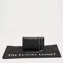 Pre Owned Chanel Black Caviar Leather CC Wallet On Chain