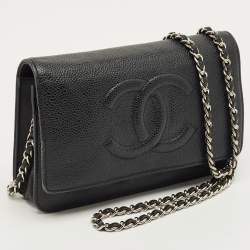 Pre Owned Chanel Black Caviar Leather CC Wallet On Chain