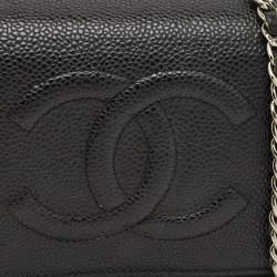 Pre Owned Chanel Black Caviar Leather CC Wallet On Chain