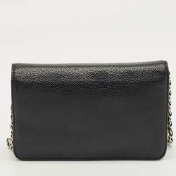 Pre Owned Chanel Black Caviar Leather CC Wallet On Chain
