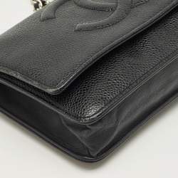Pre Owned Chanel Black Caviar Leather CC Wallet On Chain