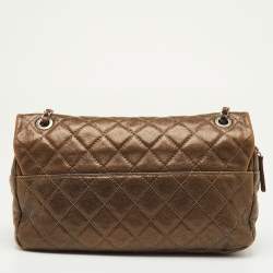 مملوكة مسبقًا حقيبة شانيل قلاب سهلة جامبو جلد كافيار مبطن بني معدني