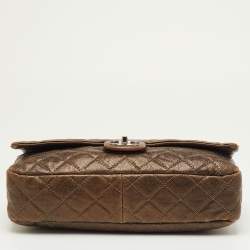 مملوكة مسبقًا حقيبة شانيل قلاب سهلة جامبو جلد كافيار مبطن بني معدني