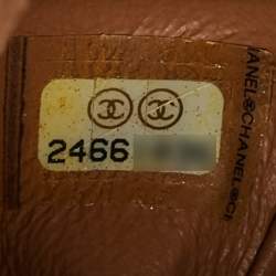 Pre Owned Chanel Beige/Burgundy Caviar Leather and Lizard Small Coco Top Handle Bag