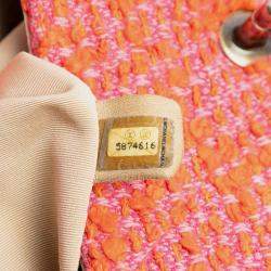 Pre Owned حقيبة شانيل برتقالية مبطنة توييد طية 