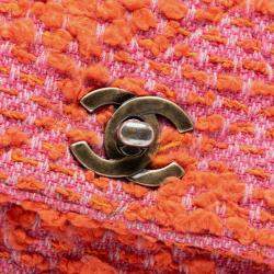 Pre Owned حقيبة شانيل برتقالية مبطنة توييد طية 