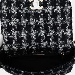 Pre Owned Chanel Black Medium Tweed 19 Flap
